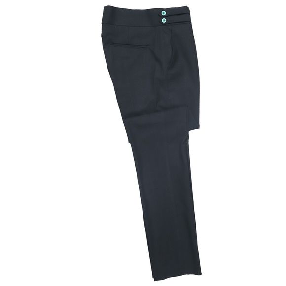 Mens Gurkha Pants Black Wool Blend Slim High Waist Flat Front Dress Trousers 32 - Picture 2 of 7